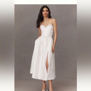 V. Chapman Lucia Strapless Pearl- Embellished A-line Midi Dress